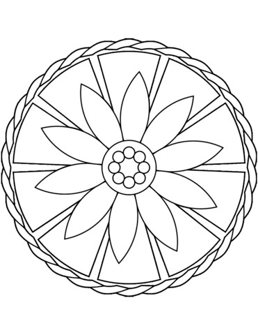 Simple Mandala With Flower Coloring Page